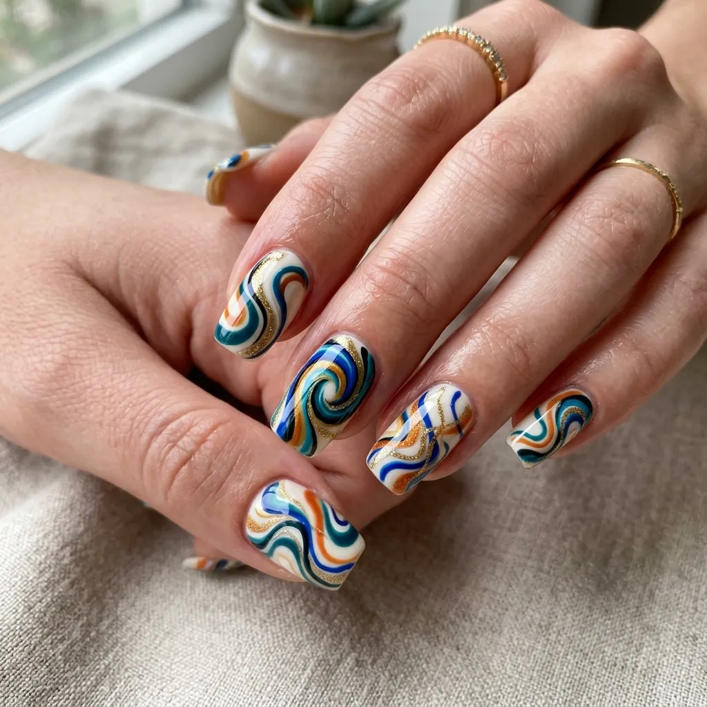 abstract swirl nails
