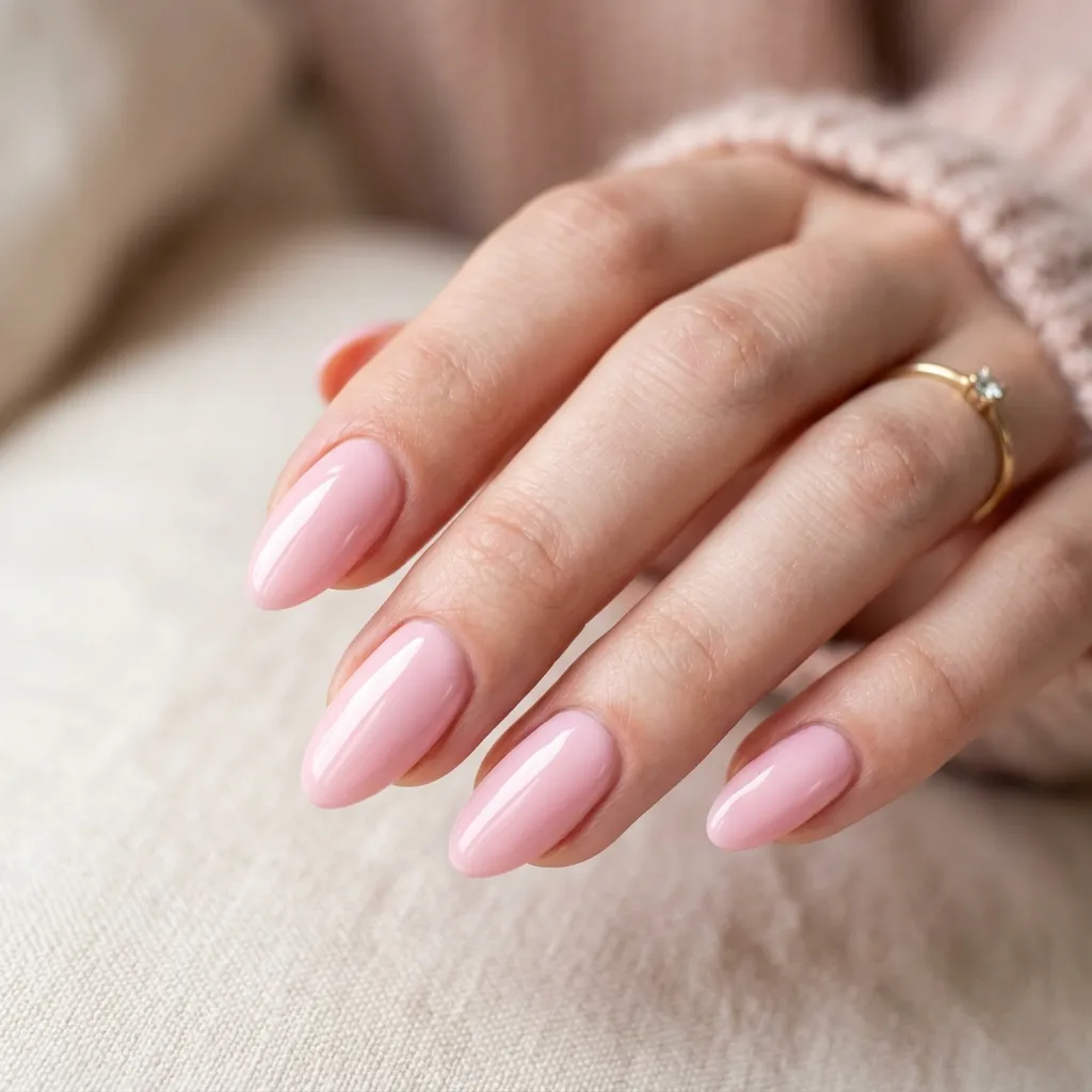 baby pink glossy nails