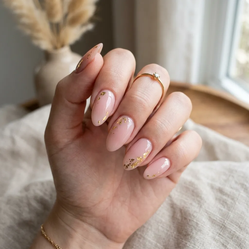 gold blush nails