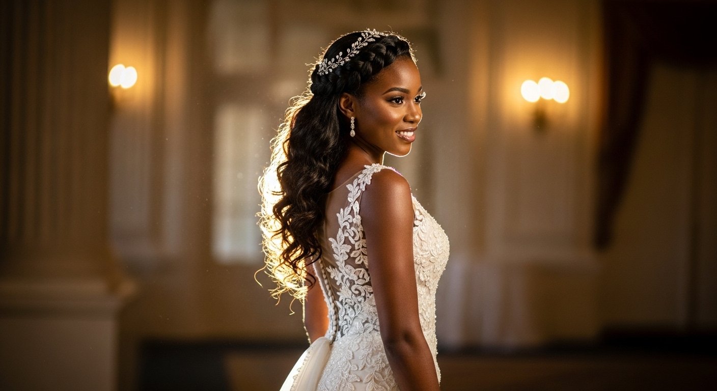 Braided crown with curls