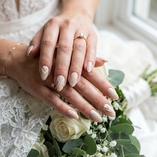 Bridal nails geometric line