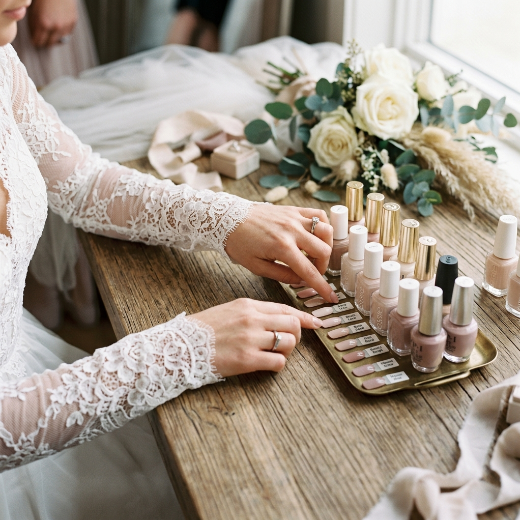 Bride selecting nail pale