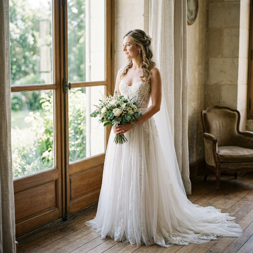 Bride wearing soft corset
