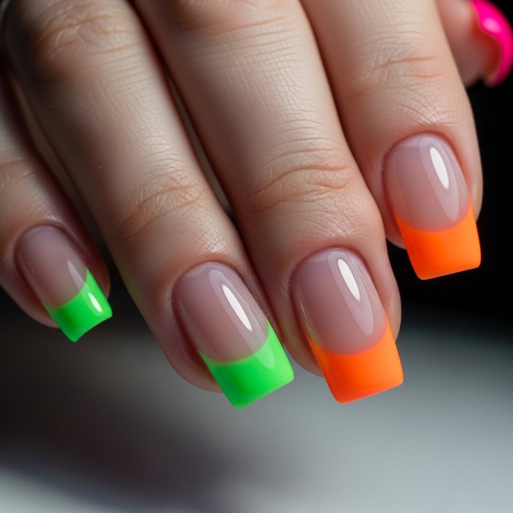 Bright neon nail art