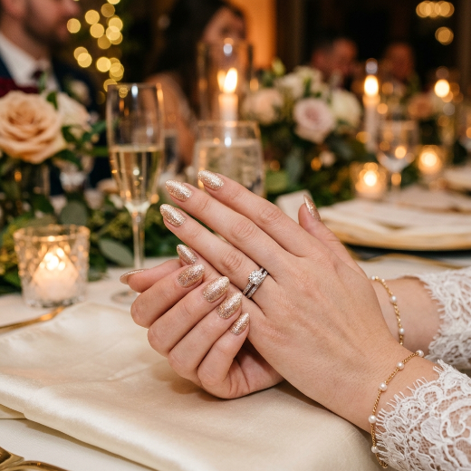 Champagne glitter nails