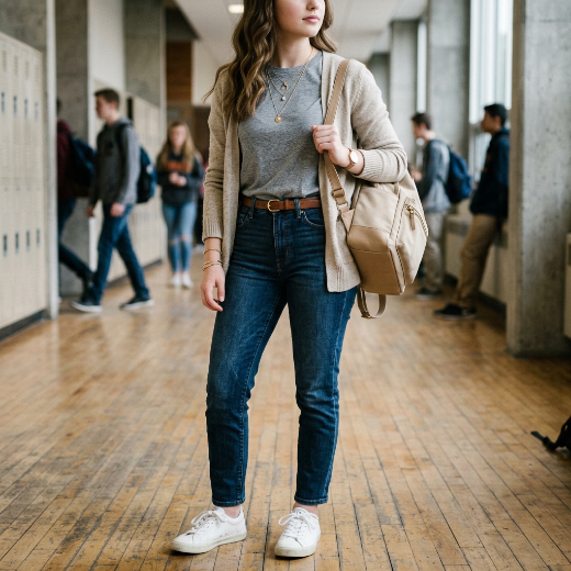 Close-up school outfit