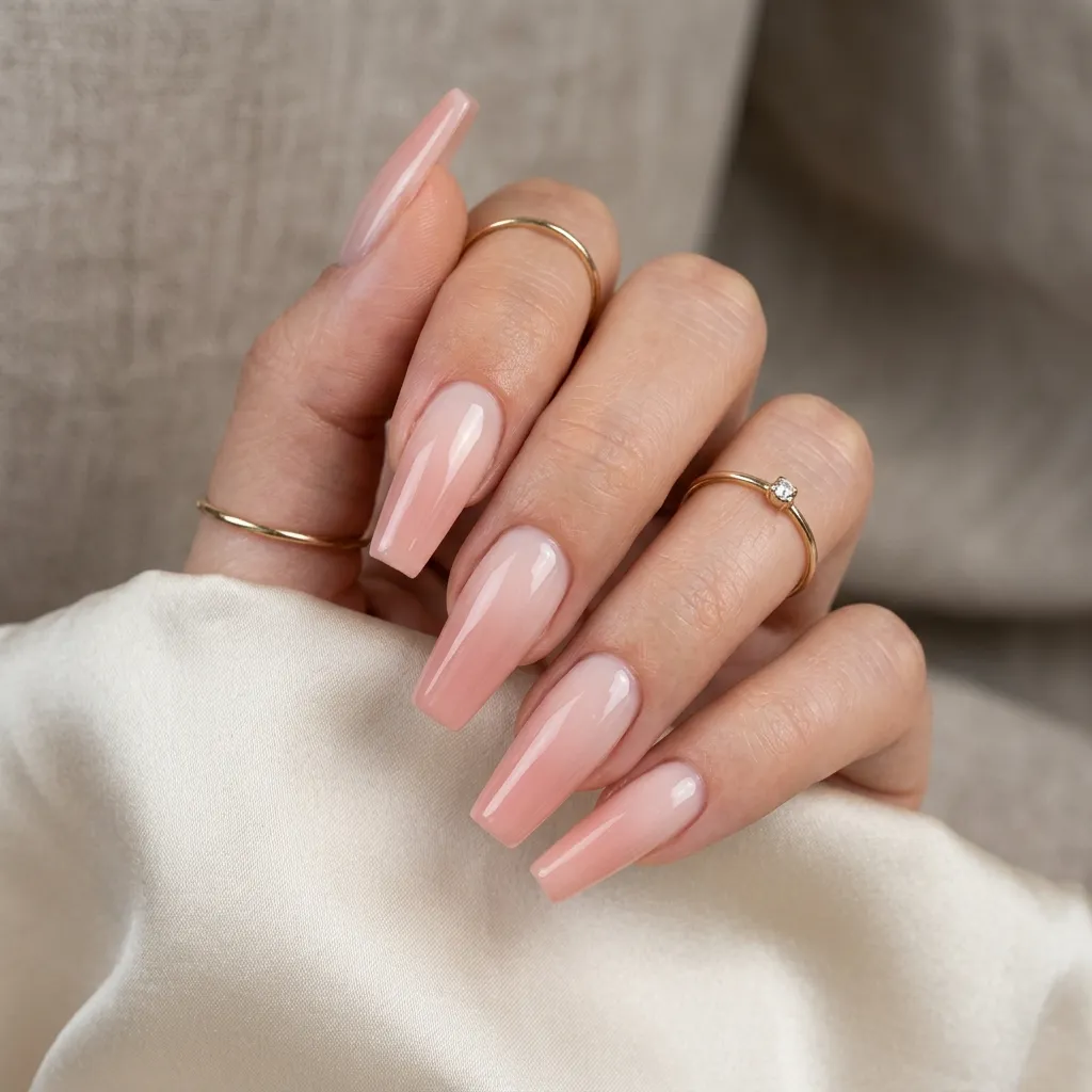 coffin blush nails
