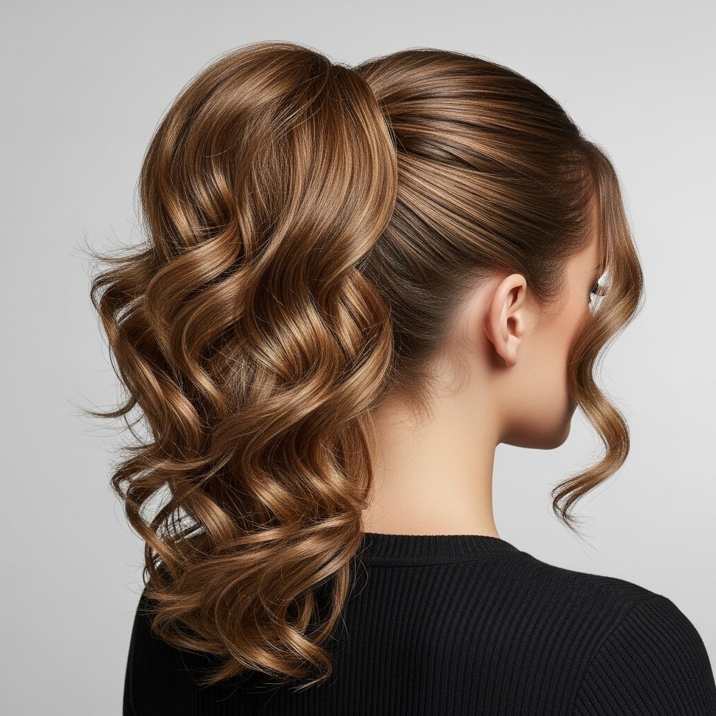 Curled ponytail