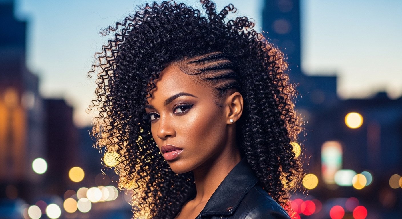 Curly faux hawk hairstyle