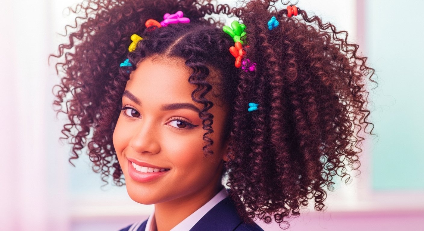 Double puff curly hairstyle