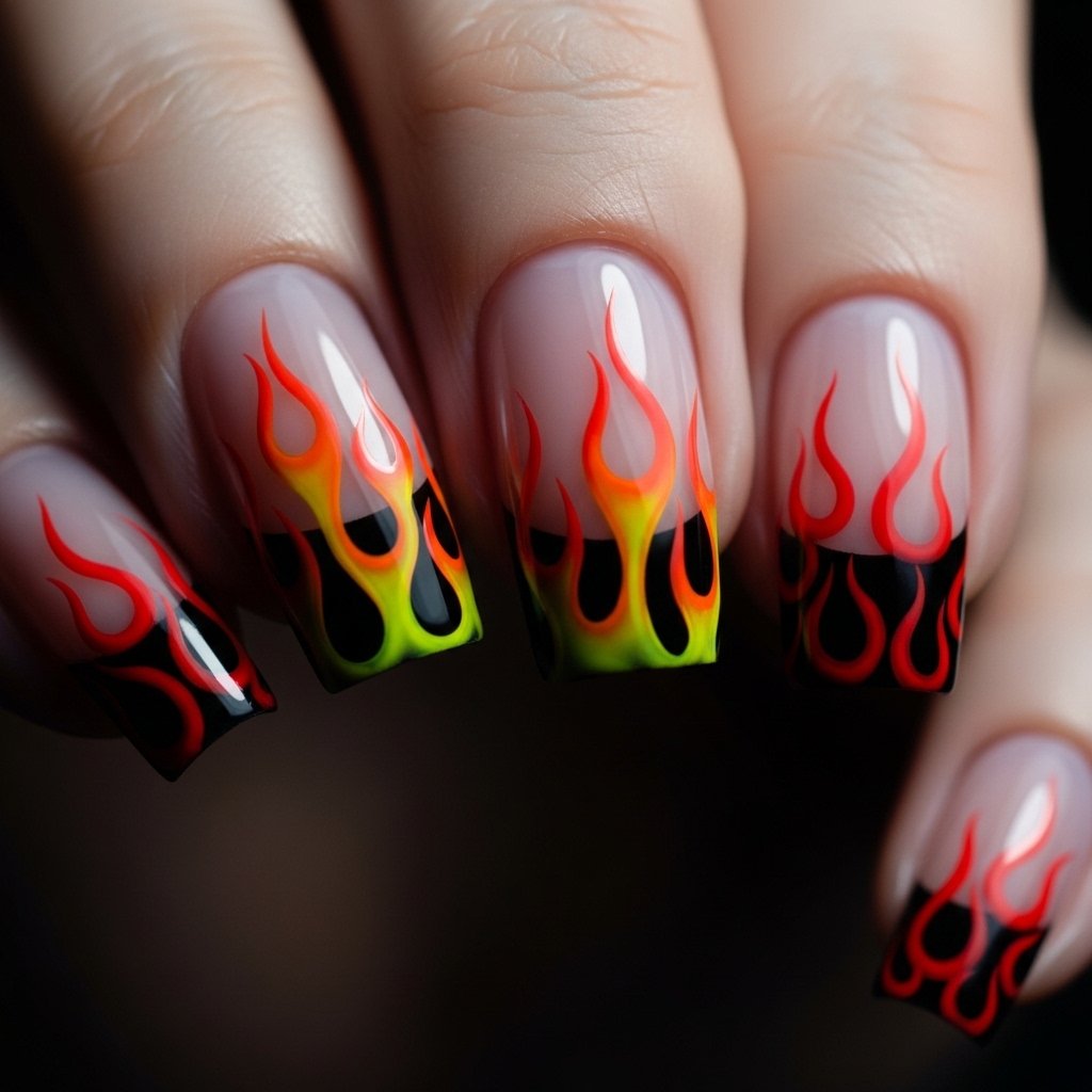 Flame nail art