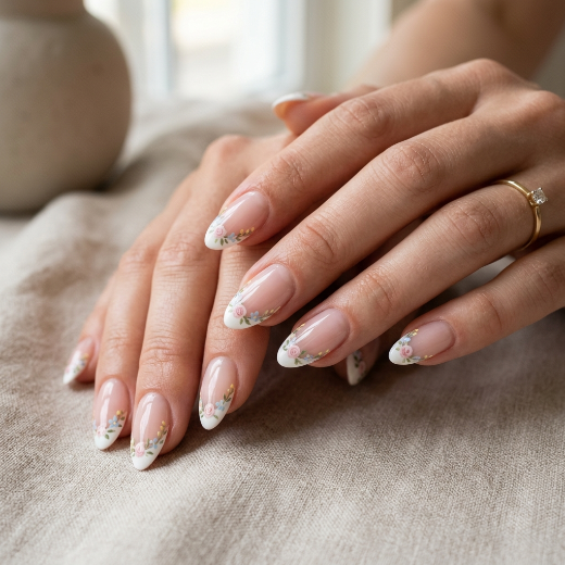 French tips with floral