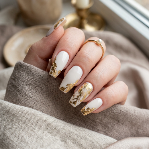 Gold foil nails luxury manicure