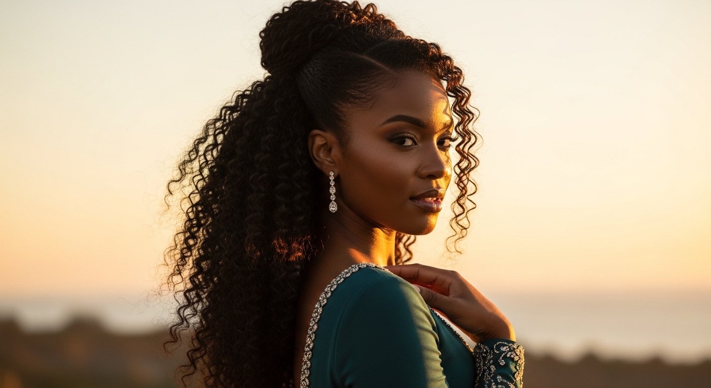 Half-up half-down curls