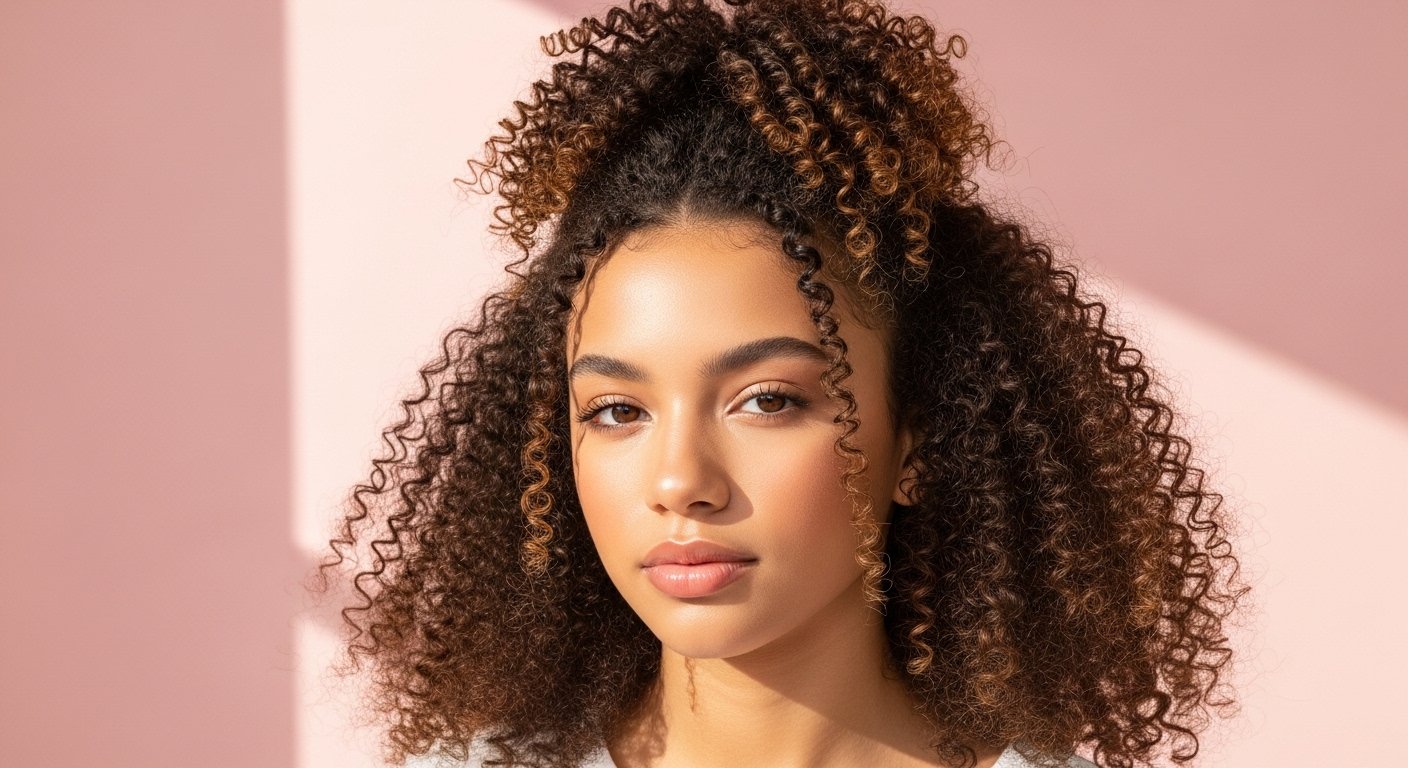 Half-up half-down curly hairstyle