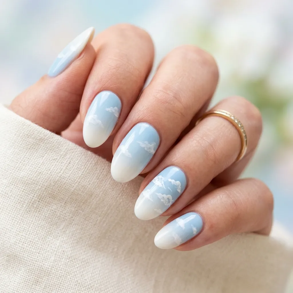 sky blue ombre nails