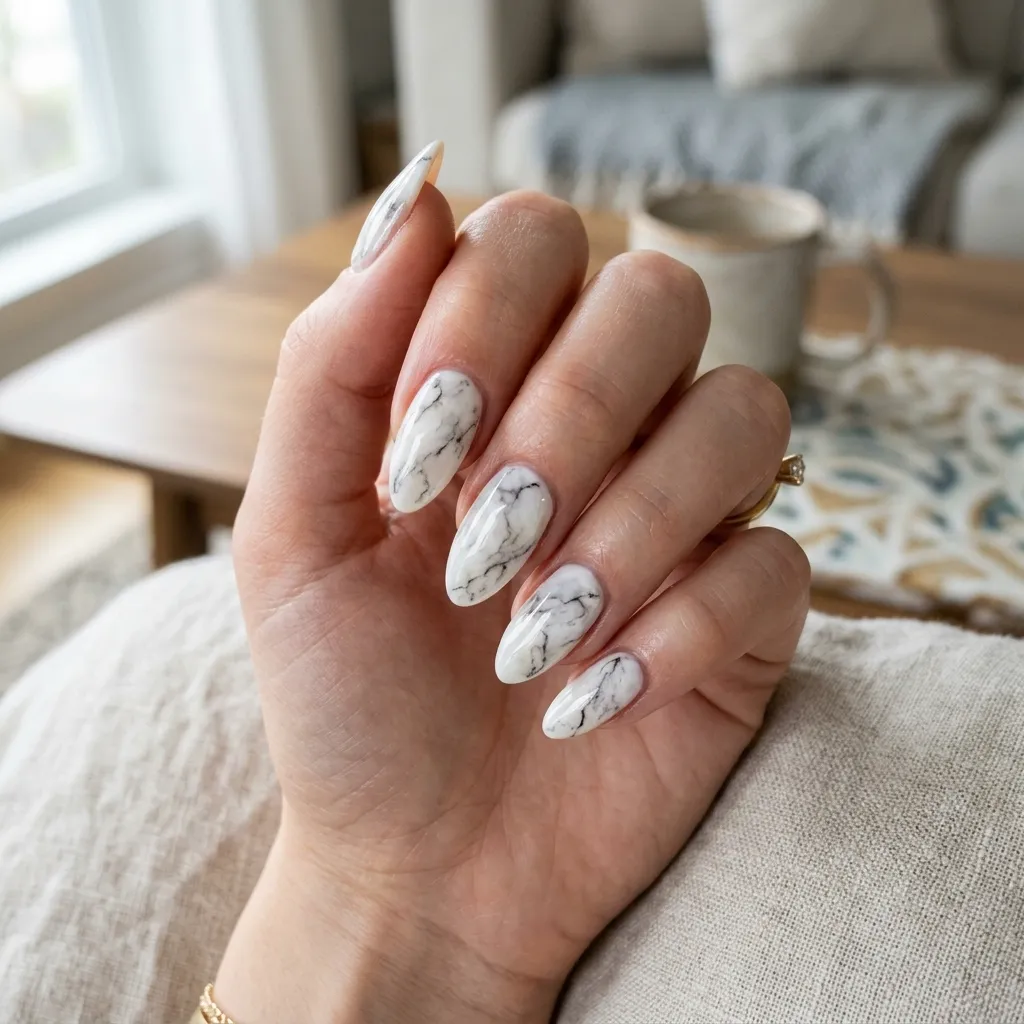 marble texture nails