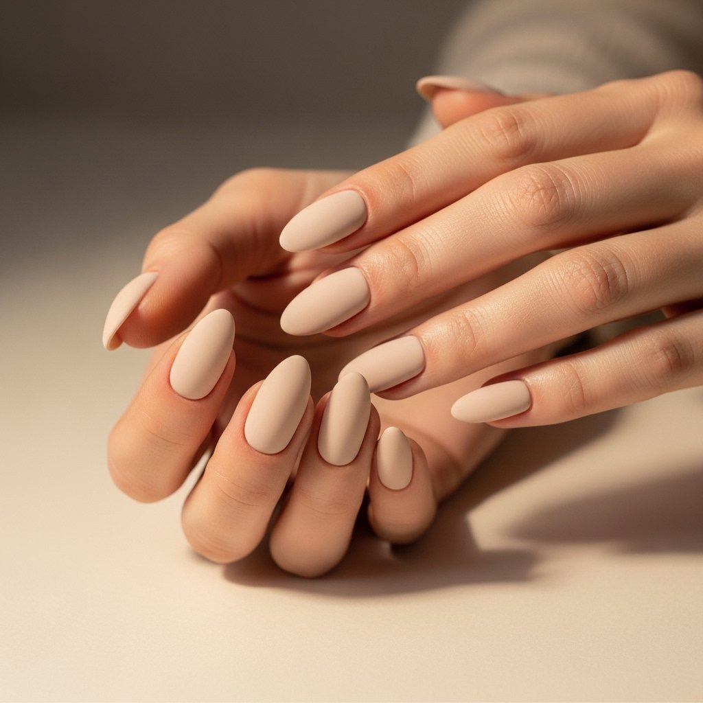 Matte beige nails