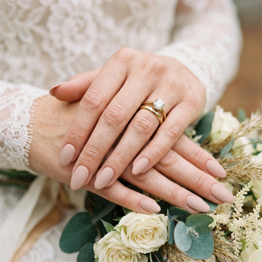 Matte nude bridal nails