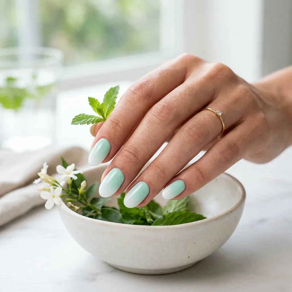 mint green ombre nails