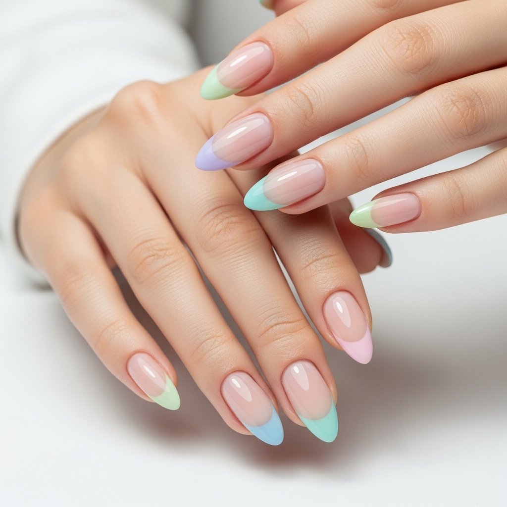Modern French tips with colored edges