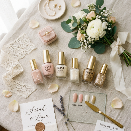 Nail polish shades flat lay