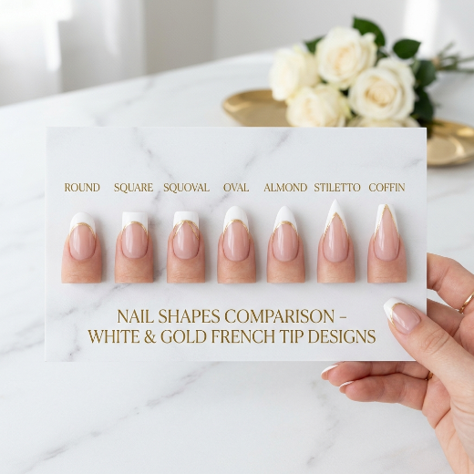 Nail shapes comparison white gold