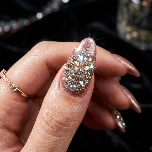 Nail with crystal embellishments