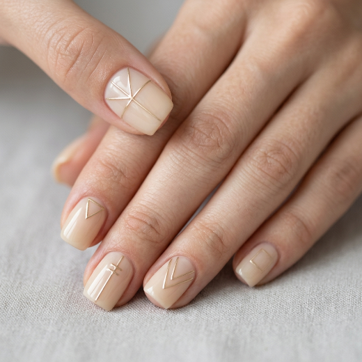 Nails with geometric line art