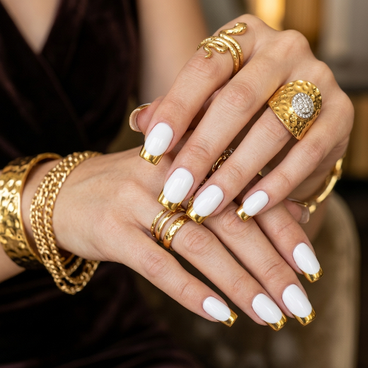 Nails with gold tips