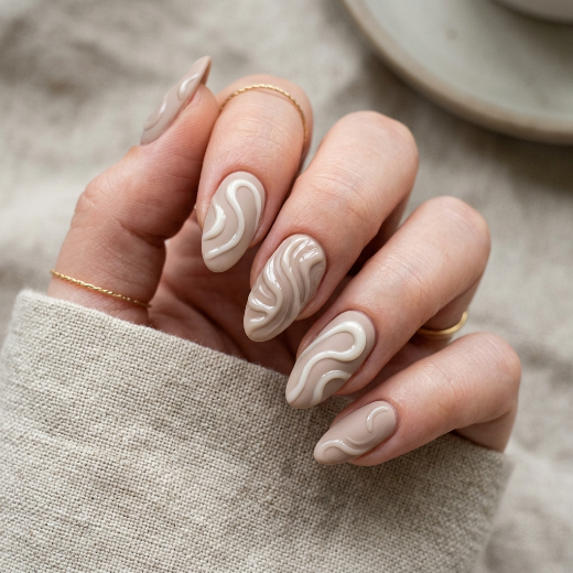 Nails with raised gel swirl