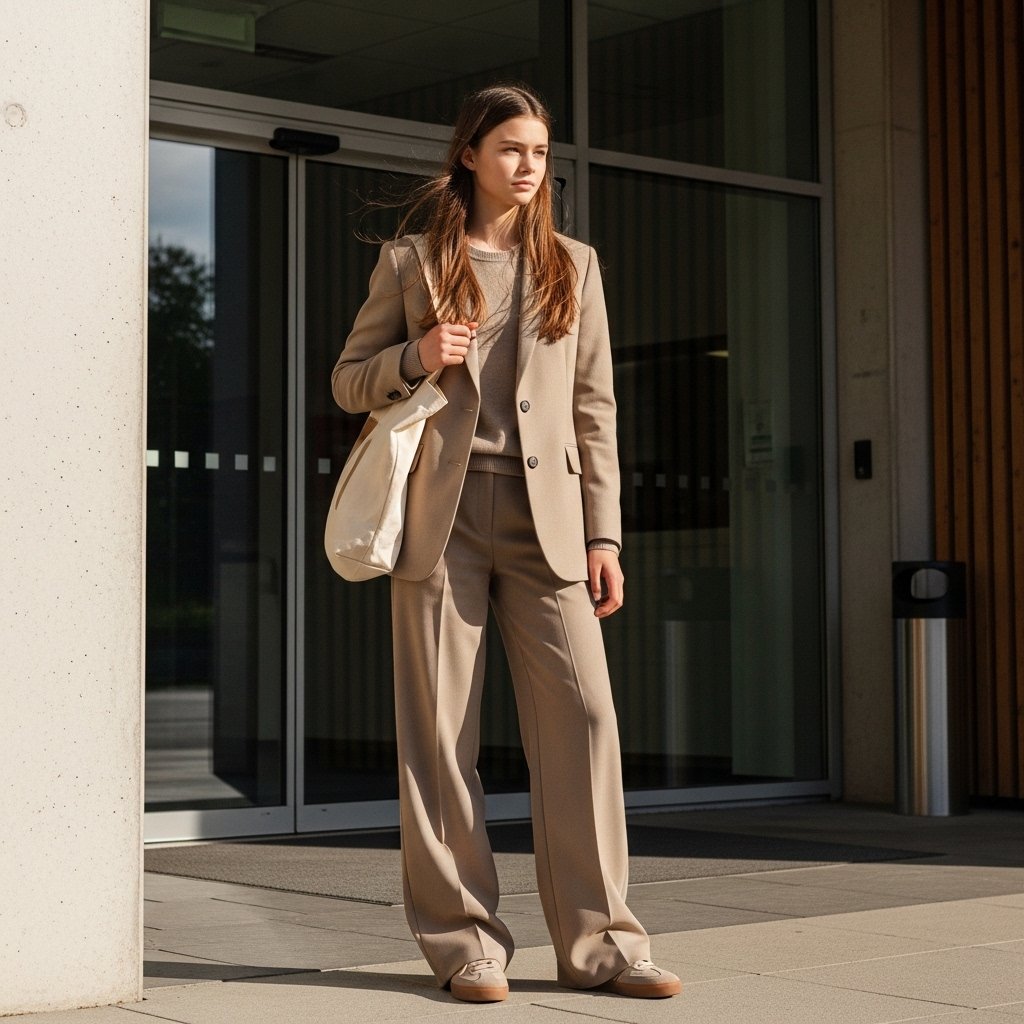 Neutral monochrome school outfit