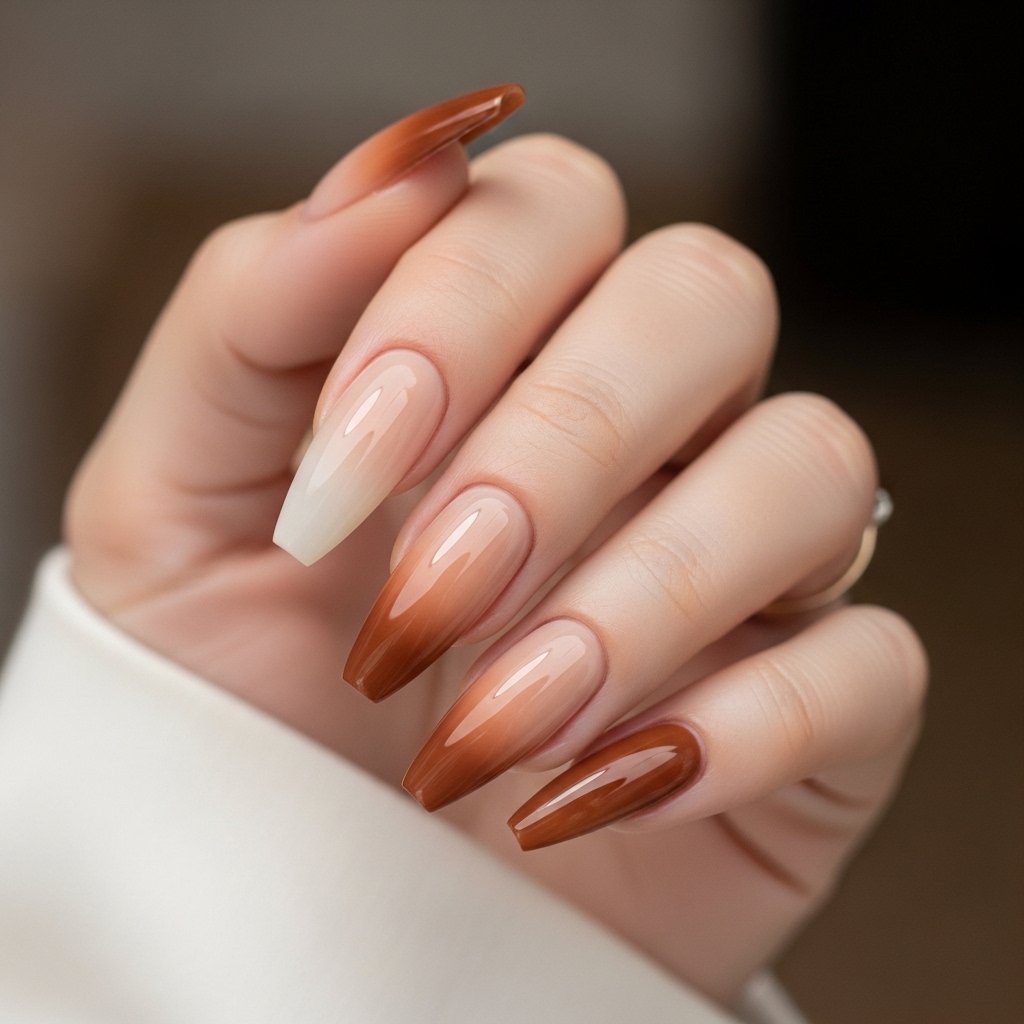 Neutral tone gradient nails