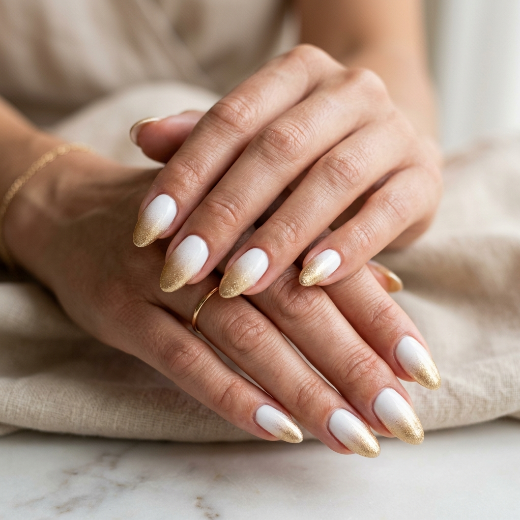 Ombre nails white gold