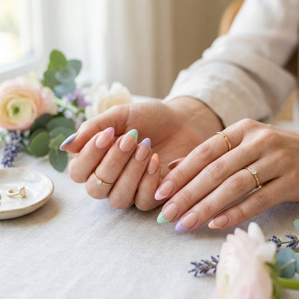 pastel frrench tip nails