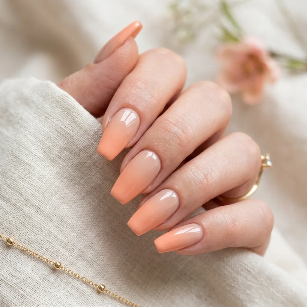 peach omber nails