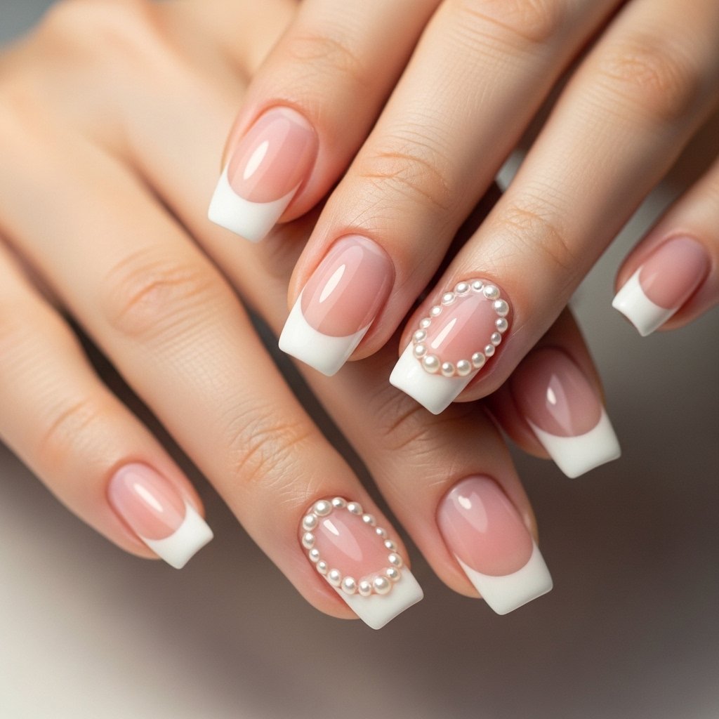 Pearl embellished nails