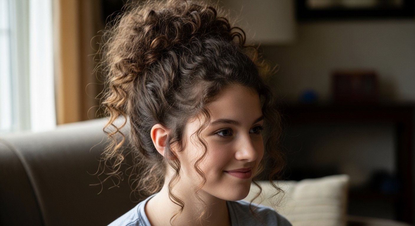 Pineapple curly updo