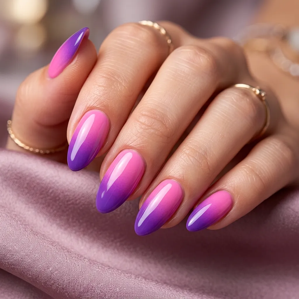 pink purple ombre nails