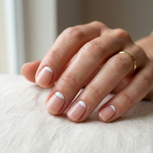 Reverse French manicure short nails