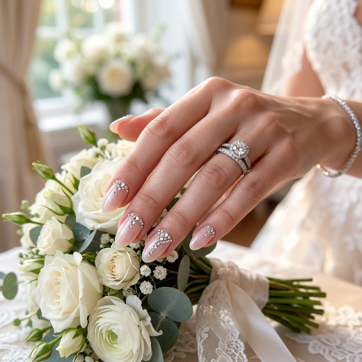 Rhinestone bridal nails