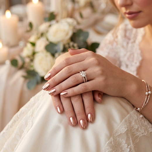 Rose gold bridal nails