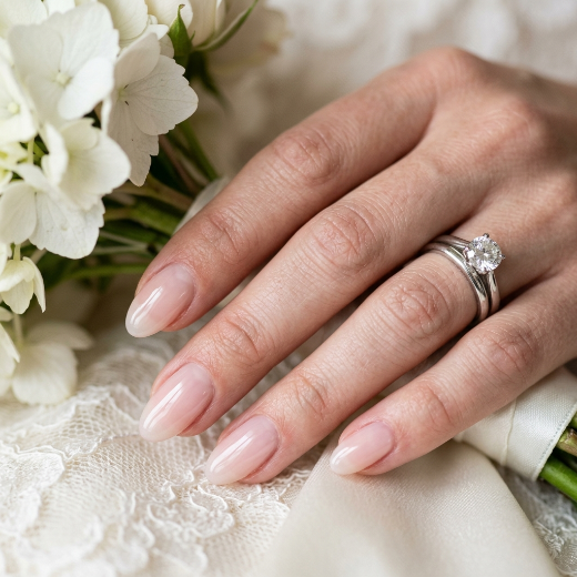 Sheer glossy bridal nails