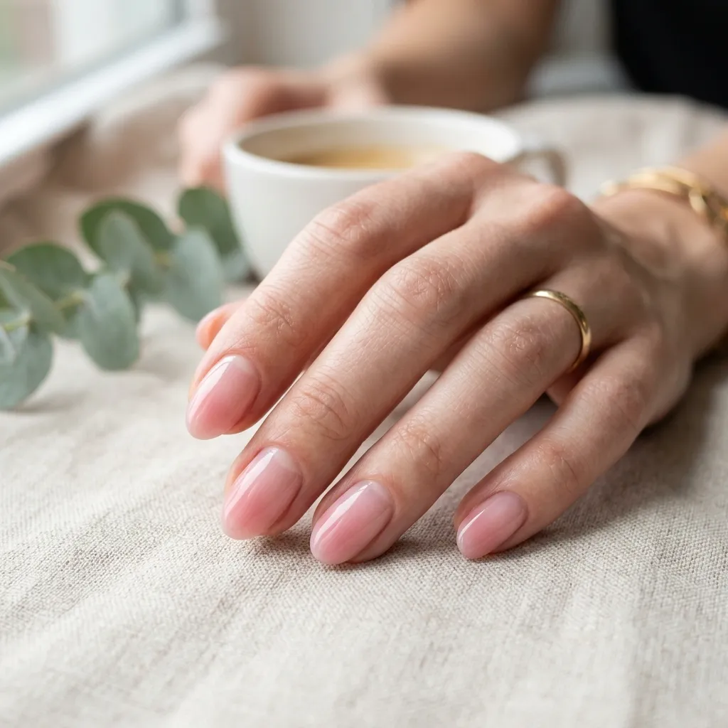 sheer blush nails