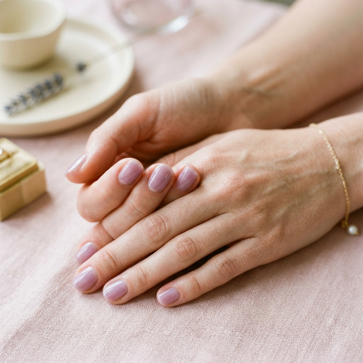 Short nails painted lavender