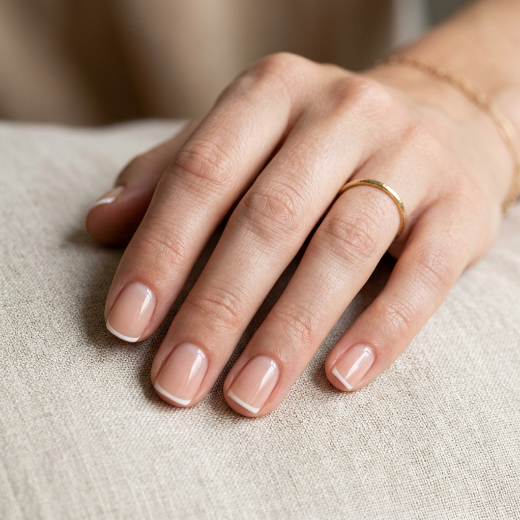 Short nails with French tips