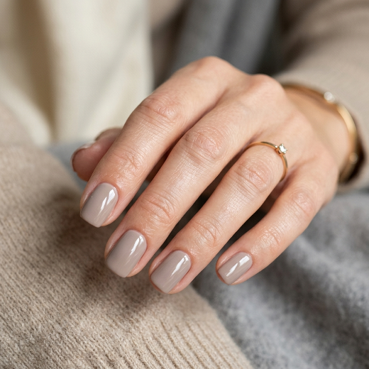 Soft taupe short manicure