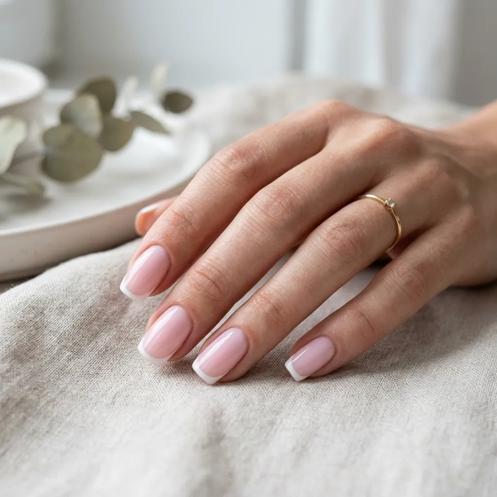 soft pink white nails