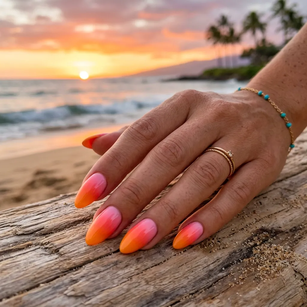 sunset ombre nails
