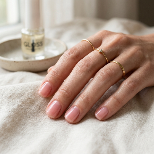 Translucent pink soap nails
